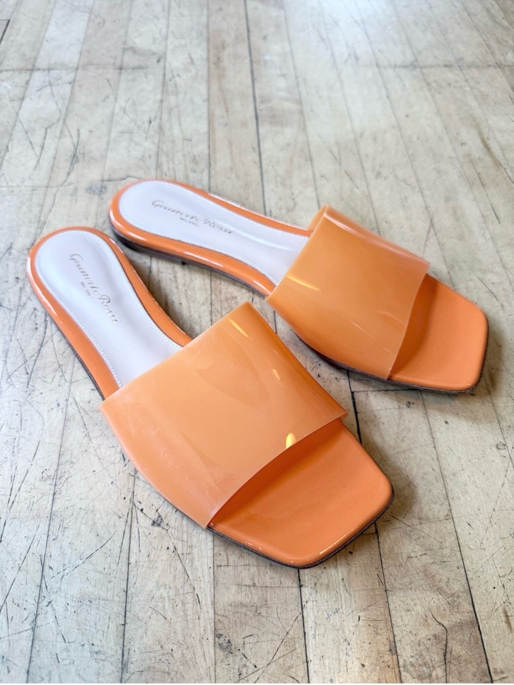 GIANVITO ROSSI Italian Slide Jelly Sandals Orange PVC 37.5